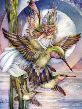 Fantasía popular Painting - pájaro en medio de hummers noche sueño fantasía